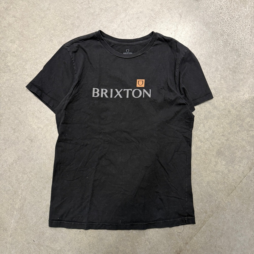 Brixton Mens Tailored Fit Organic Cotton Graphic Logo T-Shirt Black Large